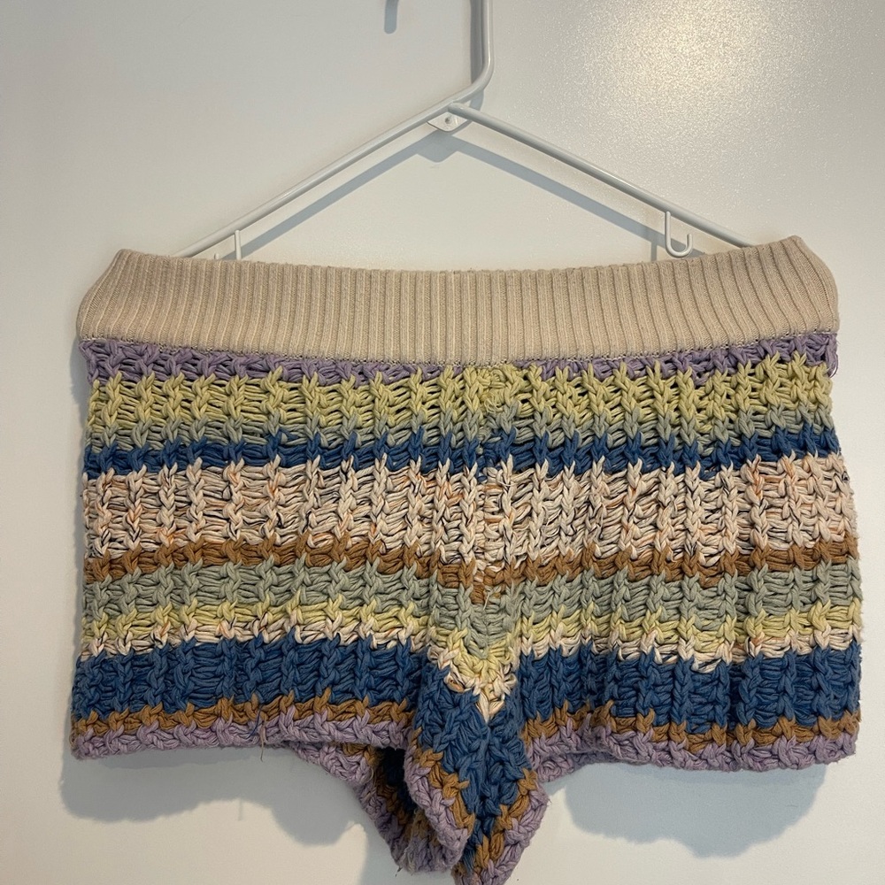 Free People Crochet Striped Shorts